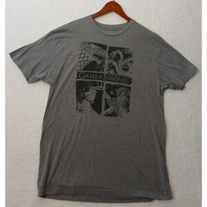 HBO'S Game of Thrones Graphic T-shirt 4 House Symbols Adult Mens XL Gray Black